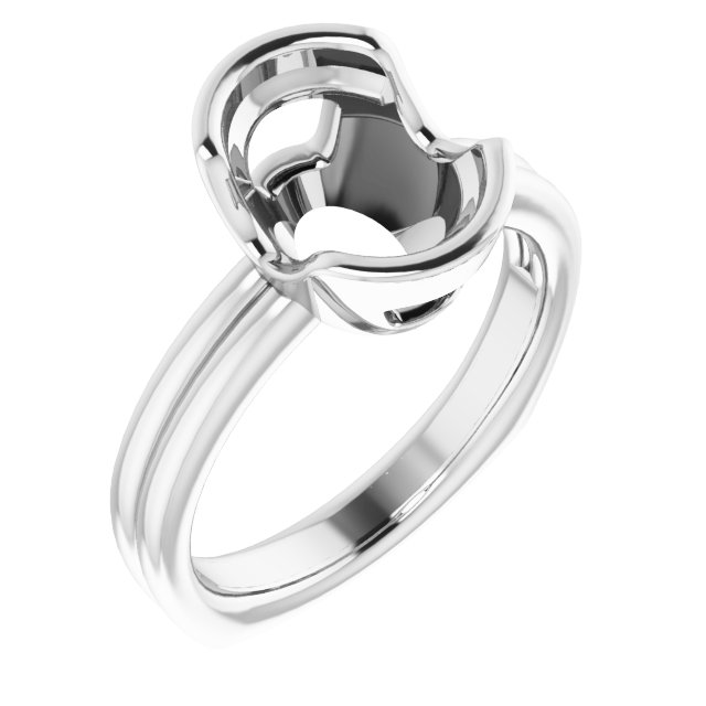 Grooved Half Bezel Solitaire Ring