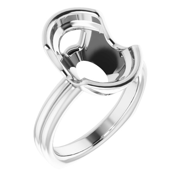 Grooved Half Bezel Solitaire Ring