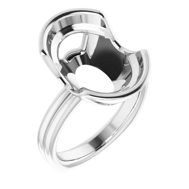 Grooved Half Bezel Solitaire Ring
