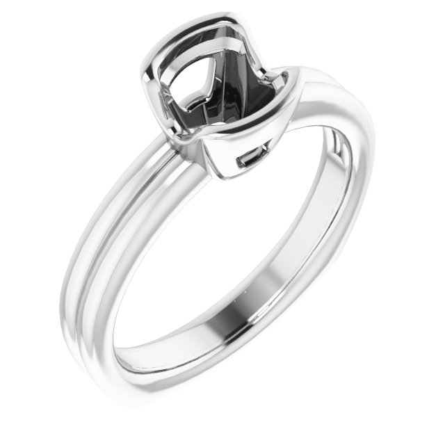 14K White 6x6 mm Cushion Ring Mounting 
