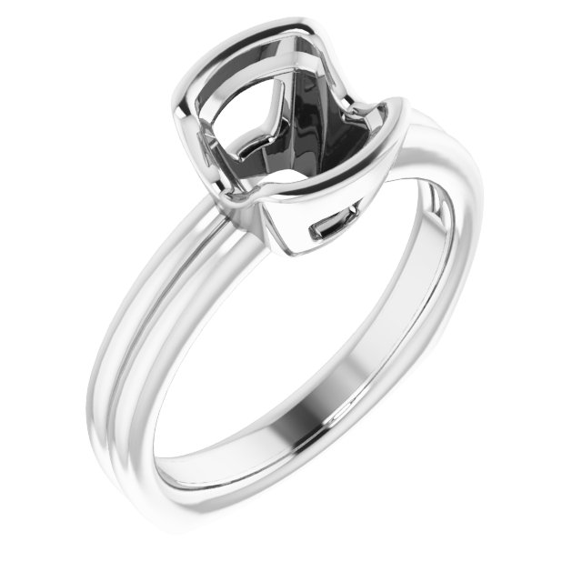 Grooved Half Bezel Solitaire Ring
