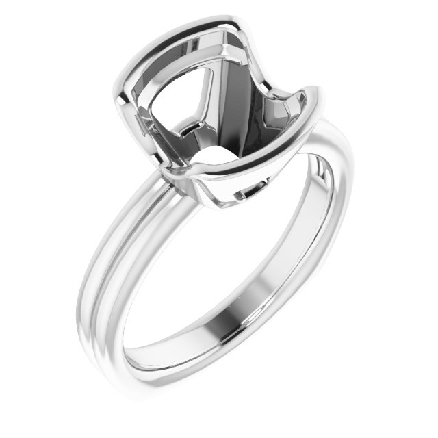 Grooved Half Bezel Solitaire Ring