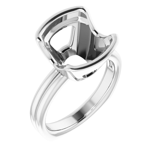 Grooved Half Bezel Solitaire Ring