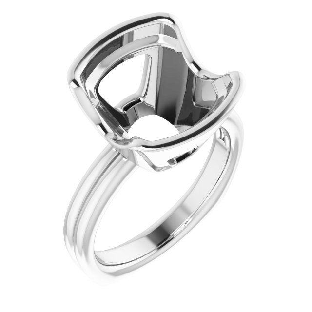 Grooved Half Bezel Solitaire Ring