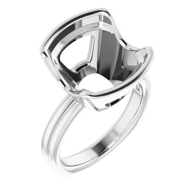 Grooved Half Bezel Solitaire Ring