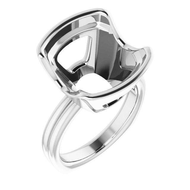Grooved Half Bezel Solitaire Ring
