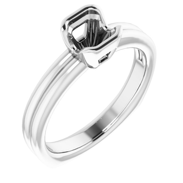 Grooved Half Bezel Solitaire Ring
