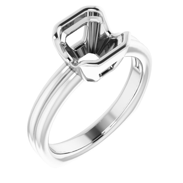 Grooved Half Bezel Solitaire Ring