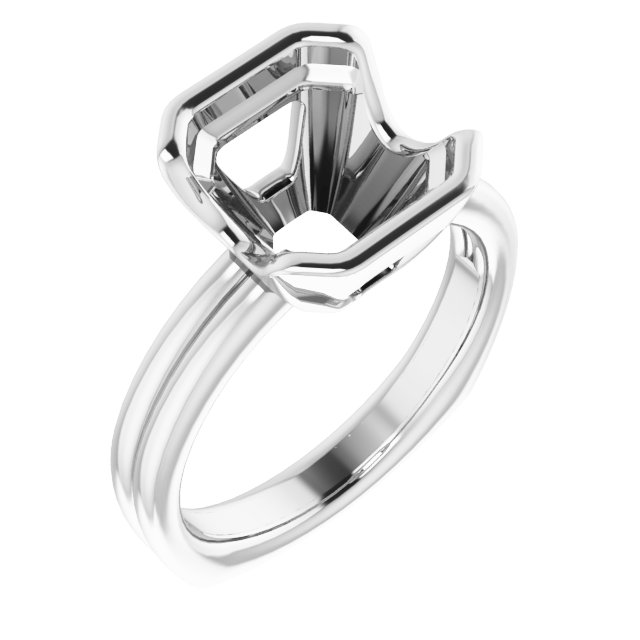 Grooved Half Bezel Solitaire Ring