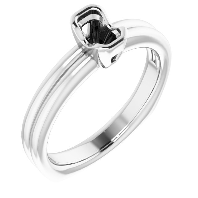 14K White 5x3 mm Emerald Ring Mounting 