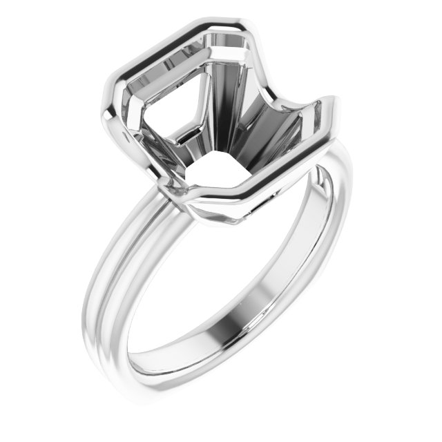 Grooved Half Bezel Solitaire Ring