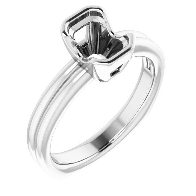 Grooved Half Bezel Solitaire Ring