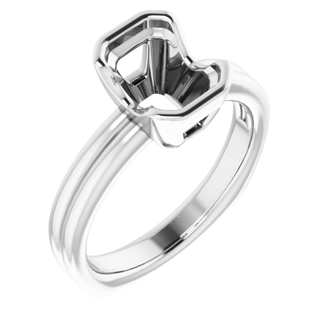 Grooved Half Bezel Solitaire Ring