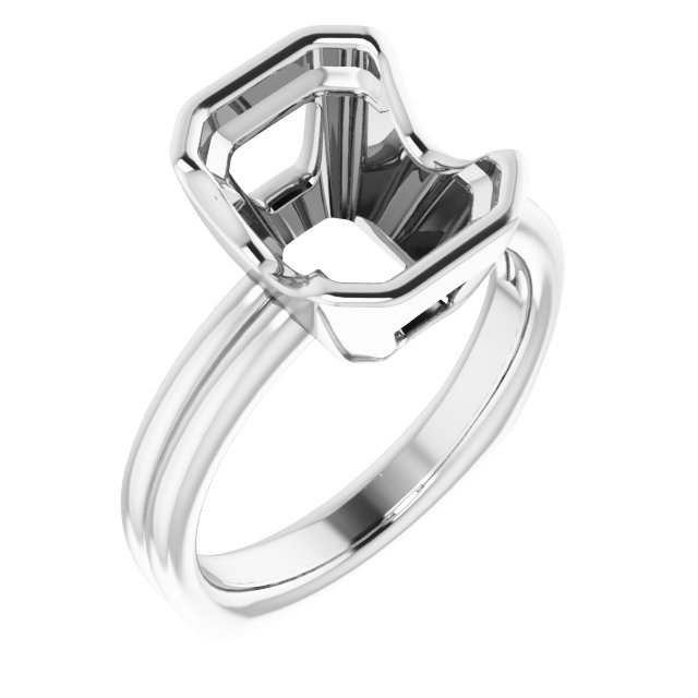 Grooved Half Bezel Solitaire Ring