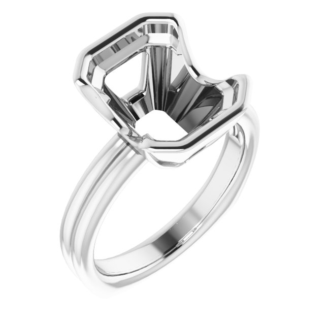 Grooved Half Bezel Solitaire Ring