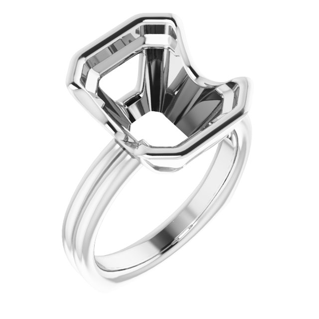 Grooved Half Bezel Solitaire Ring