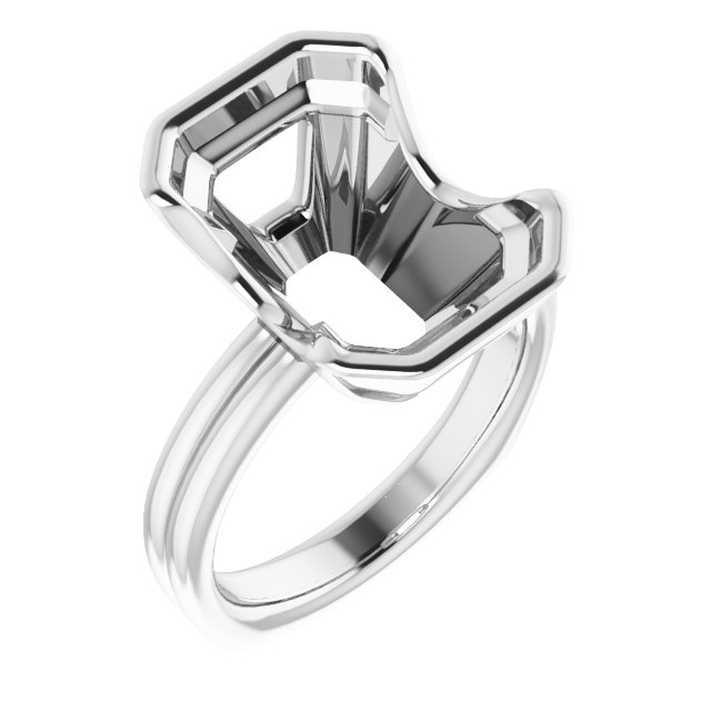 Grooved Half Bezel Solitaire Ring