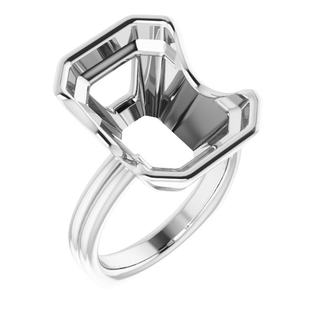 Grooved Half Bezel Solitaire Ring