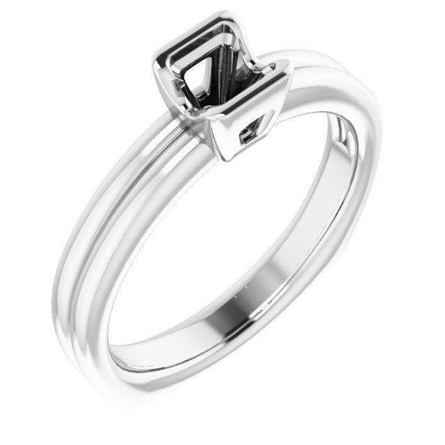 Grooved Half Bezel Solitaire Ring