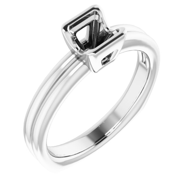 Grooved Half Bezel Solitaire Ring