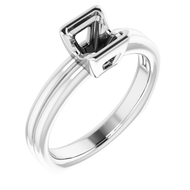 Grooved Half Bezel Solitaire Ring