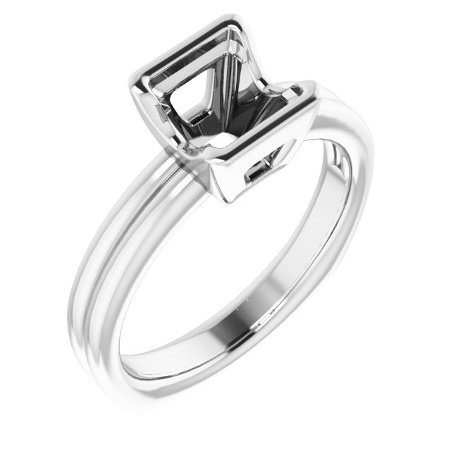 14K White 6x6 mm Square Ring Mounting 