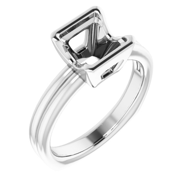Grooved Half Bezel Solitaire Ring