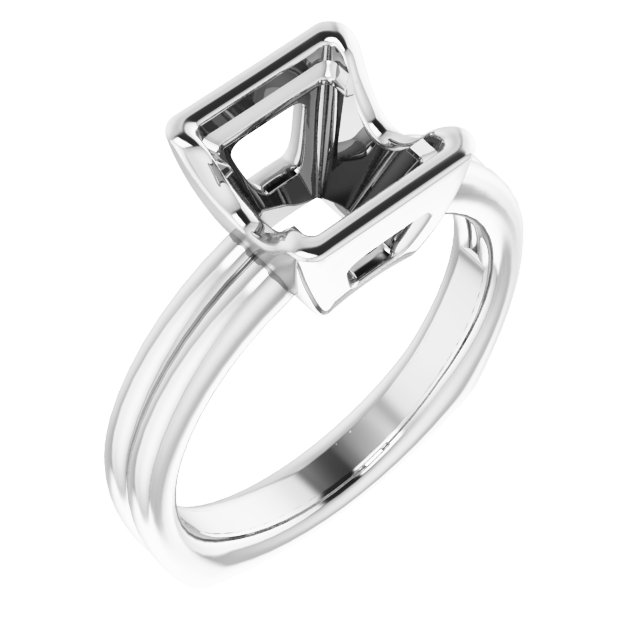 Grooved Half Bezel Solitaire Ring