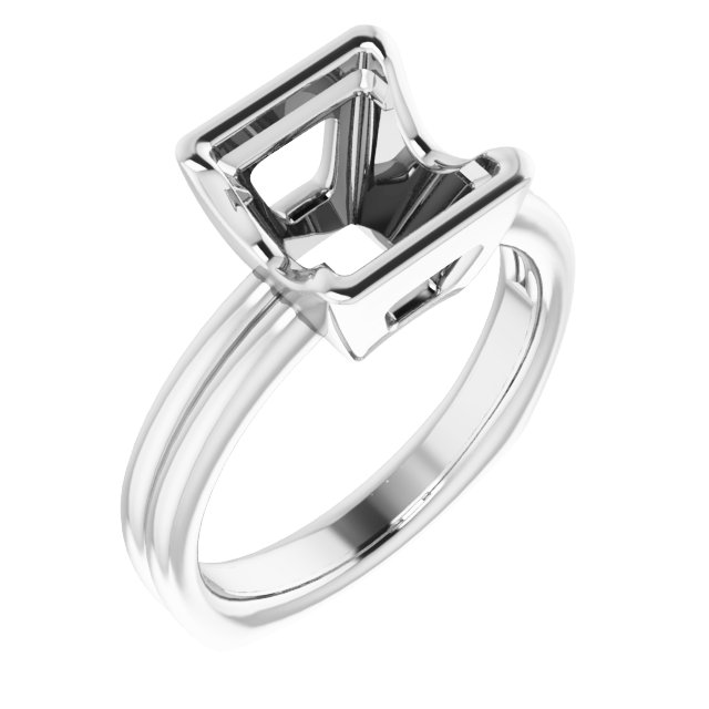 Grooved Half Bezel Solitaire Ring