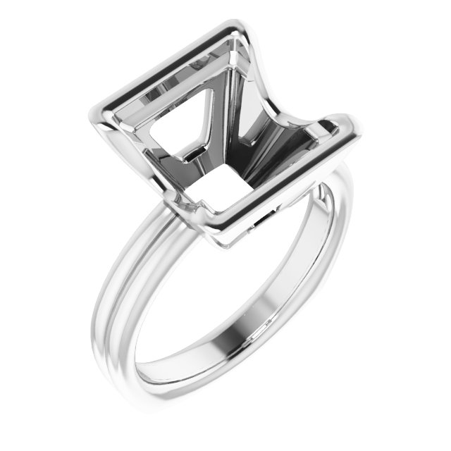 Grooved Half Bezel Solitaire Ring