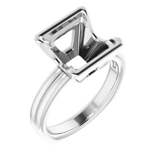 Grooved Half Bezel Solitaire Ring