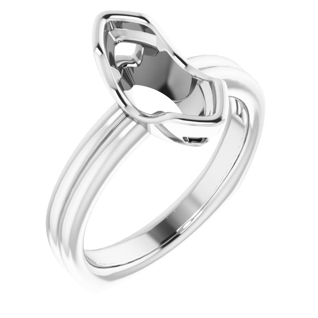 Grooved Half Bezel Solitaire Ring