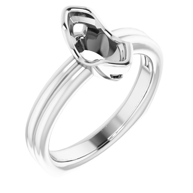 Grooved Half Bezel Solitaire Ring
