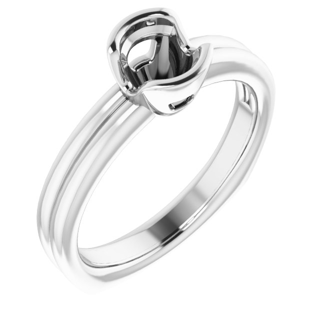 Grooved Half Bezel Solitaire Ring