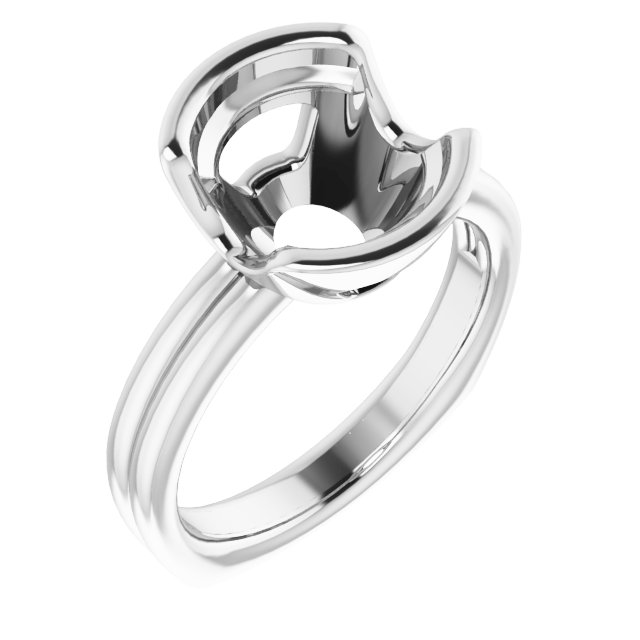 Grooved Half Bezel Solitaire Ring