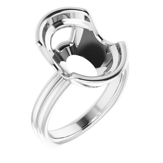 Grooved Half Bezel Solitaire Ring