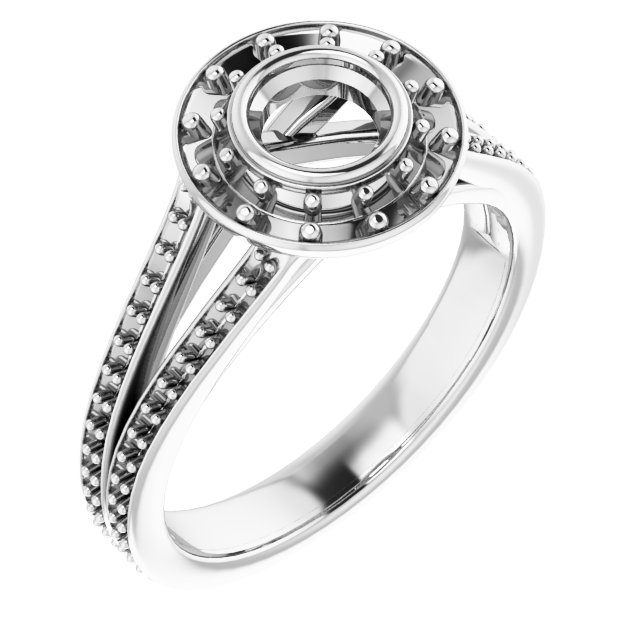 Bezel-Set Halo-Style Engagement Ring