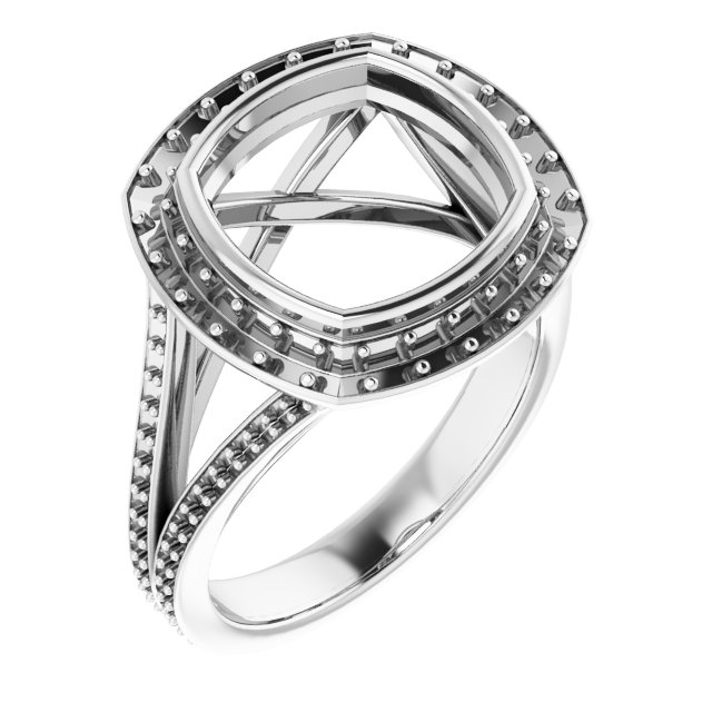Bezel-Set Halo-Style Engagement Ring