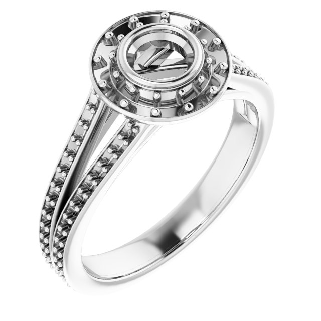 Bezel-Set Halo-Style Engagement Ring
