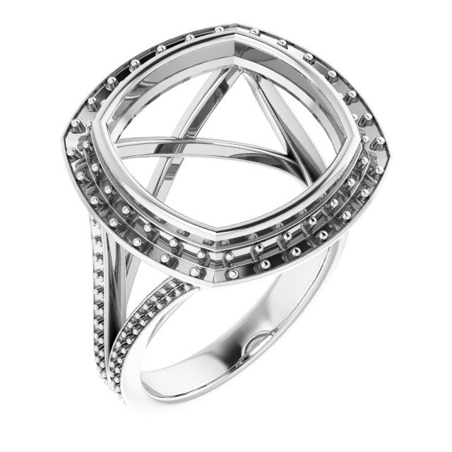 Bezel-Set Halo-Style Engagement Ring
