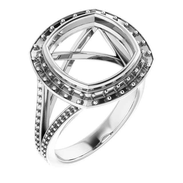 Bezel-Set Halo-Style Engagement Ring