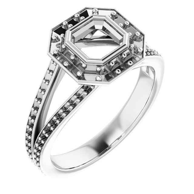 Bezel-Set Halo-Style Engagement Ring
