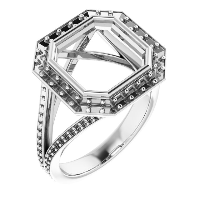 Bezel-Set Halo-Style Engagement Ring