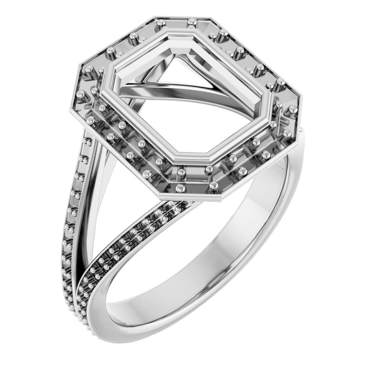 Bezel-Set Halo-Style Engagement Ring