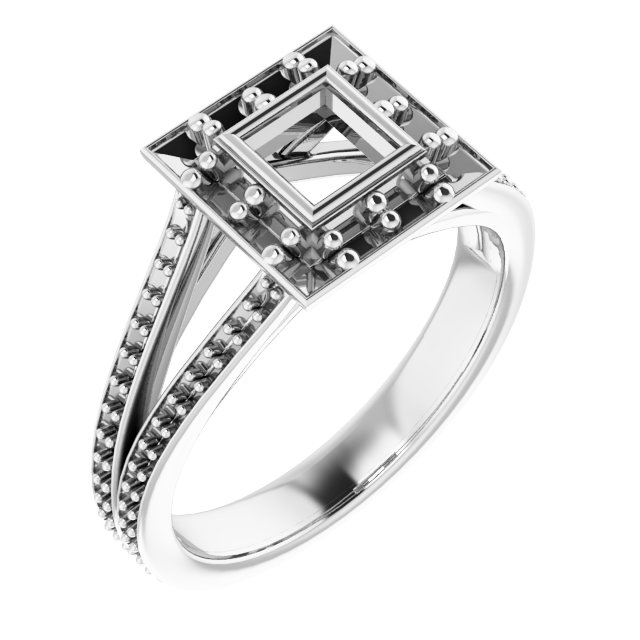 Bezel-Set Halo-Style Engagement Ring