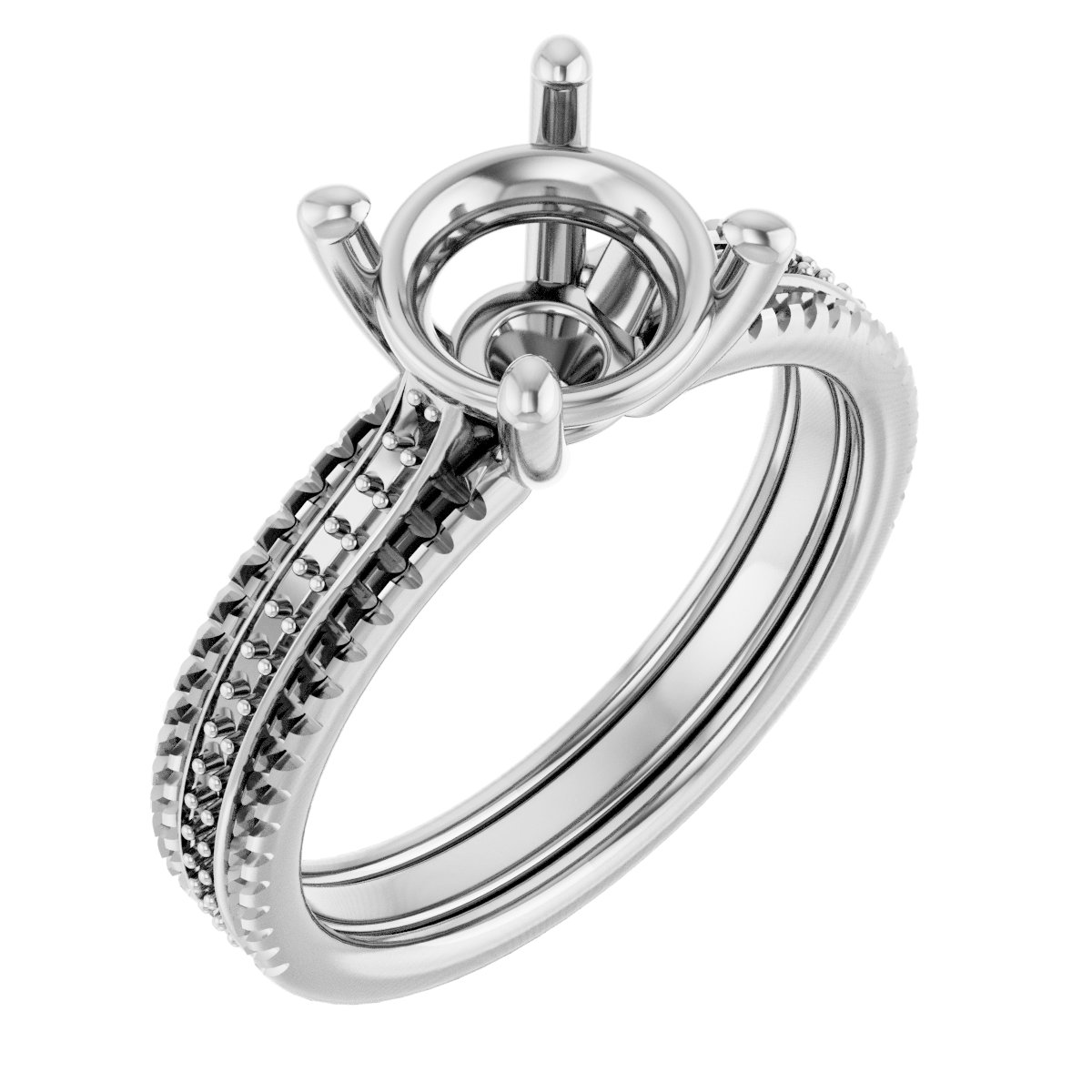 Accented Triple-Row Engagement Ring
