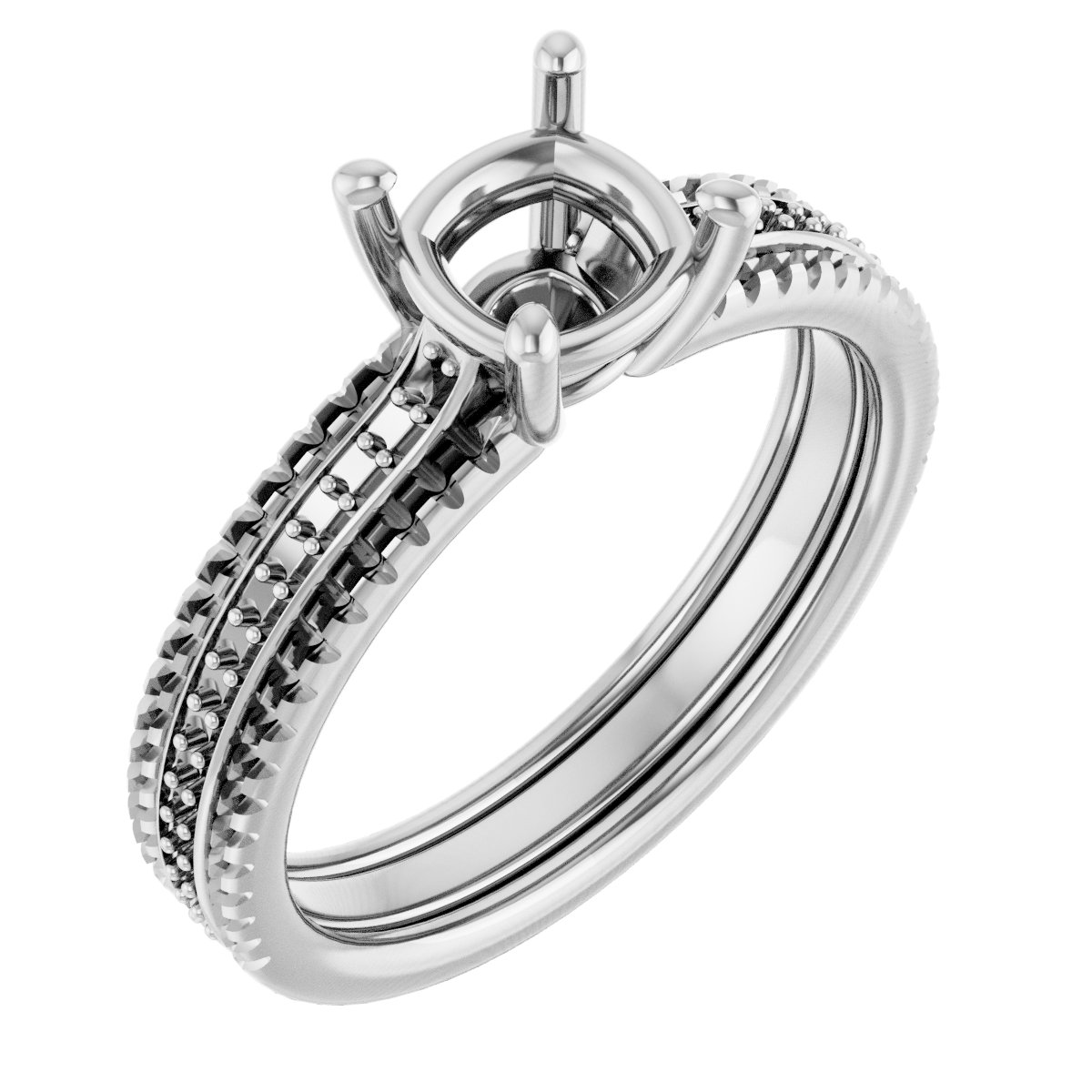 Accented Triple-Row Engagement Ring