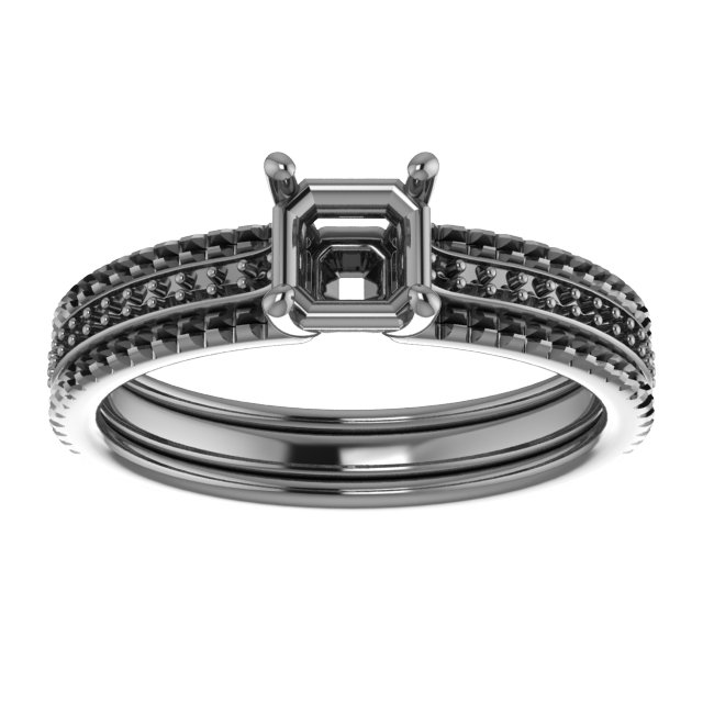 9 mm Square Engagement Ring Mounting view 3