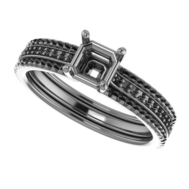 9 mm Square Engagement Ring Mounting view 5