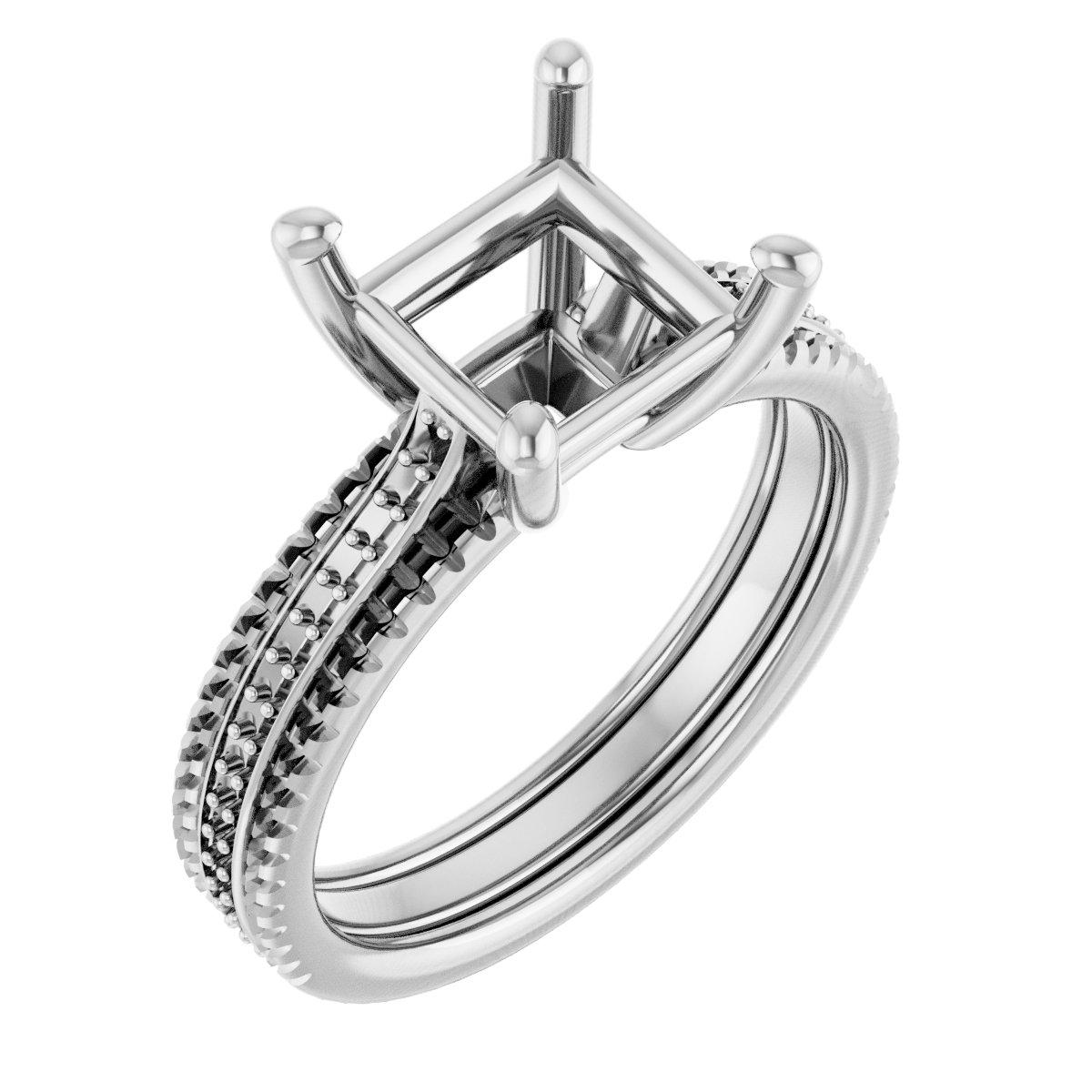 Accented Triple-Row Engagement Ring